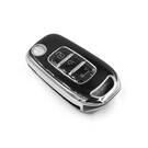 New Aftermarket Nano High Quality Cover For Renault Remote Key 3 Button Black Color Silver Frame RN-B11Y | Emirates Keys -| thumbnail
