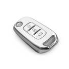 New Aftermarket Nano High Quality Cover For Renault Remote Key 3 Button White Color Silver Frame RN-B11Y | Emirates Keys -| thumbnail