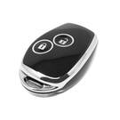 Coque Nano de rechange de haute qualité pour clé télécommande Renault 2 boutons, noire, cadre argenté RN-D11Y2 | Emirates Keys -| thumbnail