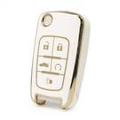 Capa nano de alta qualidade para Chevrolet Flip Remote Key 5 botões cor branca A11J5
