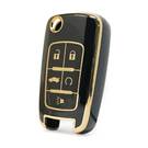 Capa nano de alta qualidade para Chevrolet Flip Remote Key 5 botões cor preta A11J5