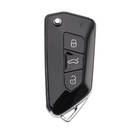 مفتاح Xhorse VVDI Key Tool VVDI2 Wire Flip Remote Key أسود بالكامل بثلاثة أزرار نوع VW XKGA83EN