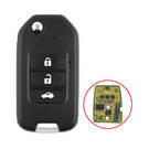 Coque de clé télécommande à 3 boutons avec lame, modifiée par Honda