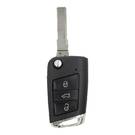 Coque de clé télécommande rabattable 3 boutons HU66 chromée pour Volkswagen VW MQB 2015, haute qualité, coque de clé télécommande Mk3, remplacement de coques de clé à bas prix. -| thumbnail