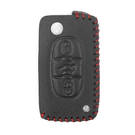 Leather Case For Peugeot Citroen Flip Remote Key 3 Buttons | MK3 -| thumbnail
