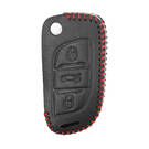 Étui en cuir pour clé à distance Peugeot Flip 3 boutons PG-C | MK3 -| thumbnail