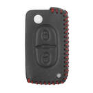 Leather Case For Peugeot Flip Remote Key 2 Buttons | MK3 -| thumbnail