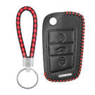 Leather Case For Volkswagen Flip MQB Remote Key 3 Buttons