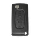 Peugeot 407 Flip Remote Key Shell Tipo Tronco Sedan com Suporte de Bateria