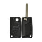 Peugeot Flip Remote Key Shell 3 Button without Battery Holder - MK3449 - f-2 -| thumbnail