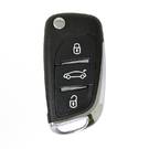 Peugeot Flip Remote Shell Chrome 3 Button with Battery Holder