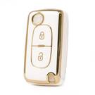 Nano High Quality Cover For Peugeot Flip Remote Key 2 Buttons White Color D11J2