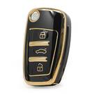 Nano High Quality Cover For Audi Flip Remote Key 3 Buttons Black Color