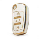 Nano High Quality Cover For Audi Flip Remote Key 3 Buttons White Color