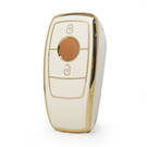 Nano High Quality Cover For Mercedes Benz E Series Remote Key 2 Buttons White Color