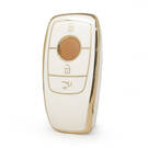 Nano capa de alta qualidade para Mercedes Benz E Series chave remota 3 botões cor branca