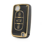 Funda Nano Alta Calidad Para Peugeot Remote Key 3 Botones Color Negro