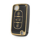 Nano High Quality Cover For Peugeot Remote Key 3 Buttons Black Color