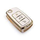 nueva cubierta de alta calidad nano del mercado de accesorios para volkswagen vw flip remoto clave 3 botones color blanco | Claves de los Emiratos -| thumbnail
