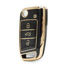 Custodia Nano di alta qualità per chiave telecomando Volkswagen Touran Flip 3 pulsanti colore nero