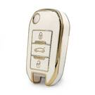 Custodia Nano di alta qualità per chiave telecomando Peugeot 407 408 3 pulsanti colore bianco