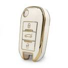 Nano High Quality Cover For Peugeot 407 408 Remote Key 3 Buttons White Color