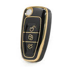 Cubierta Nano de alta calidad para Ford Flip Remote Key 3 botones Color negro