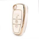 Нано-крышка высокого качества для кнопок дистанционного ключа 3 сальто Форда белого цвета