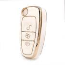 Nano High Quality Cover For Ford Flip Remote Key 3 Buttons White Color