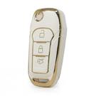 Cubierta Nano de alta calidad para Ford Fusion Flip Remote Key 3 botones Color blanco