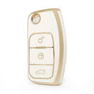 Capa Nano de alta qualidade para Ford Focus Flip Remote Key 3 botões cor branca