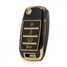 Нано-крышка высокого качества для KIA Flip Remote Key 3+1 кнопок черного цвета