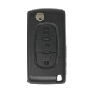 Coque de clé télécommande pliable Peugeot et citroën, 3 boutons, Type VA2, bouton lumineux sans support de batterie