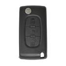 Citroen Peugeot Flip Remote Key Shell 3 Button Light With Battery Holder