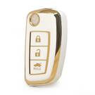 Capa Nano de alta qualidade para Nissan Flip Remote Key 3 botões cor branca