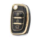 Nano High Quality Cover For Hyundai Flip Remote Key 3 Buttons Black Color