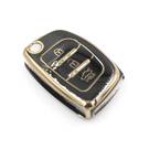 Новый вторичный рынок Nano Высококачественная крышка для Hyundai Flip Remote Key 3 кнопки черного цвета | Ключи от Эмирейтс -| thumbnail