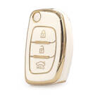 Capa nano de alta qualidade para Hyundai Flip Remote Key 3 botões cor branca
