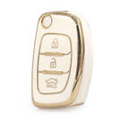 Nano High Quality Cover For Hyundai Flip Remote Key 3 Buttons White Color