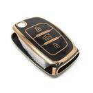 New Aftermarket Nano High Quality Cover For Hyundai Sonata Flip Remote Key 3 Buttons Black Color | Emirates Keys -| thumbnail