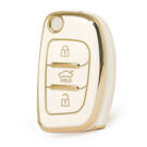 Nano  High Quality Cover For Hyundai Sonata Flip Remote Key 3 Buttons White Color