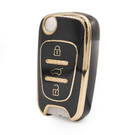 Cubierta Nano de alta calidad para Hyundai 2011 Flip Remote Key 3 botones SUV Color negro