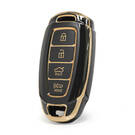 Nano  High Quality Cover For Hyundai Kona Remote Key 4 Buttons Auto Start Sedan Black Color