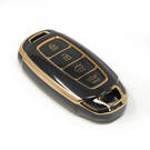 New Aftermarket Nano High Quality Cover For Hyundai Kona Remote Key 4 Buttons Auto Start Sedan Black Color  | Emirates Keys -| thumbnail