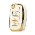 Cubierta Nano de alta calidad para Hyundai tipo A Flip Remote Key 3 botones Sedan Color blanco