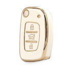 Nano  High Quality Cover For Hyundai Type B Flip Remote Key 3 Buttons Sedan White Color