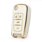 Cubierta Nano de alta calidad para Chevrolet Flip Remote Key 3 + 1 botones Color blanco