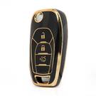 Cubierta Nano de alta calidad para Chevrolet Flip Remote Key 3 botones Color negro
