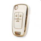 Cubierta Nano de alta calidad para Chevrolet Opel Flip Remote Key 3 botones Color blanco