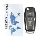 Keydiy KD Universal Flip Remote Key 3 Botones Ford Tipo B12-3 Funciona con KD900 y KeyDiy KD-X2 Remote Maker and Cloner | emiratos claves -| thumbnail